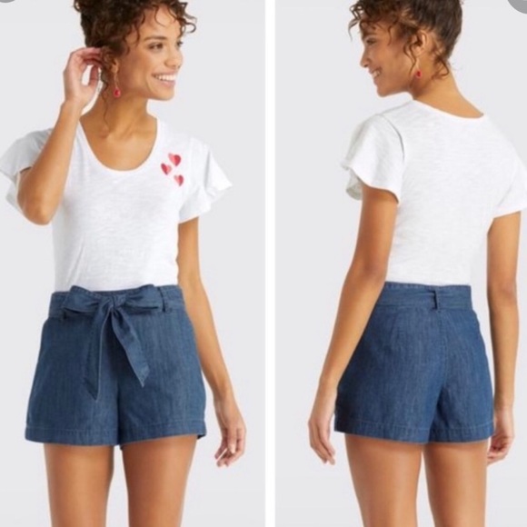 Draper James Pants - Draper James Chambray Tie Front Shorts SZ 12 NWT